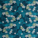 Traditional Polynesian Tattoo Plumeria Tiare Design | Peachskin Fabric Teal