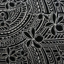 Plumeria Tribal Design | Peachskin Fabric BLack White